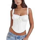 YADMISU Women's Lace Up Cami Corset Tops Cold Shoulder Zip Side Ties Back Sexy Going Out Bodyshaper Bustier Top