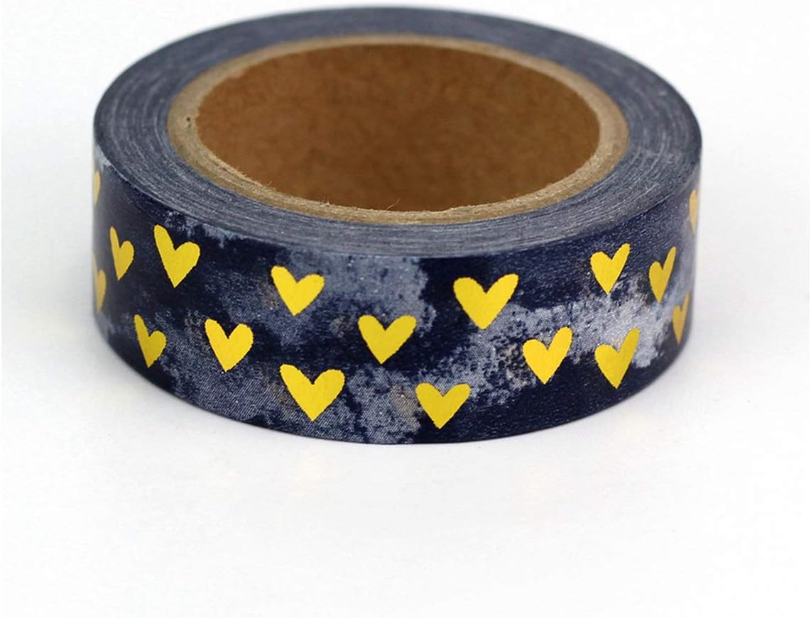 10M Decor Cute Paper Valentine Tape Hearts Set Copper Foil Black DIY Planner Masking Tapes School Office Supplies,No.F14