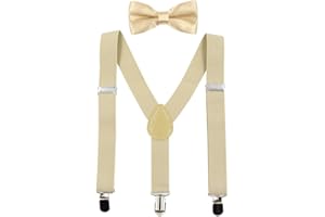 HANERDUN Kids Suspenders Bowtie Sets Adjustable Suspender Set for Boys and Girls
