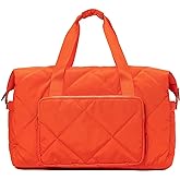Orange Gym Bag for Women, 18 Inch Lightweight Puffy Carry On Duffel Bag for Travel Sports Yoga, Water Resistant