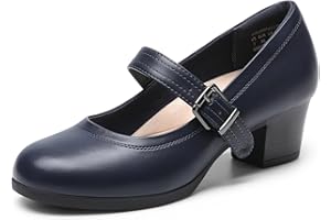 DREAM PAIRS Women's Mary Janes Shoes Arch Support Comfotable Dress Shoes Low Block Heels Work Formal Pumps for Ladies
