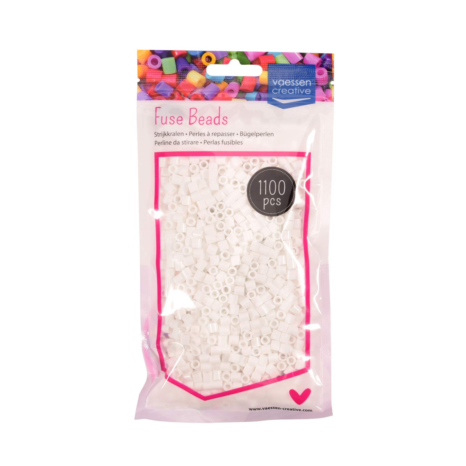 Vaessen Creative Fuse Beads, White, Set of 1100 Pieces for DIY Crafts with Kids, Making Jewelry, Homemade Decorations and Other Crafty Ideas, 5mm