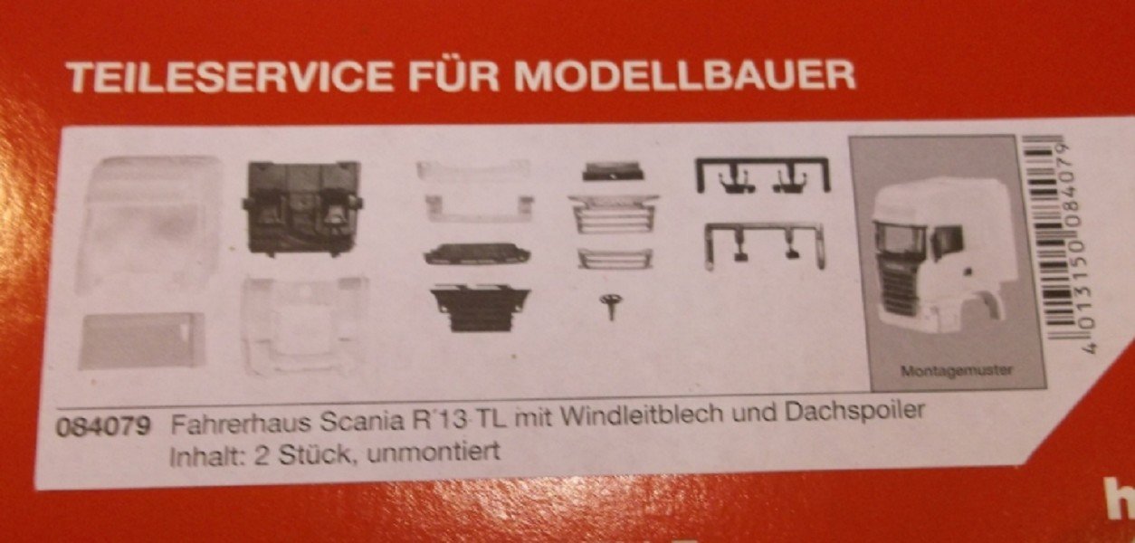 Herpa - 084079 - Cabin Scania R 13 Tl With Wind Deflector - 2 Pieces