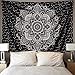 BLEUM CADE Mandala Tapestry Wall Hanging Black & Gray Wall Art Floral Decorative for Bedroom Living Room 51x59 Inches