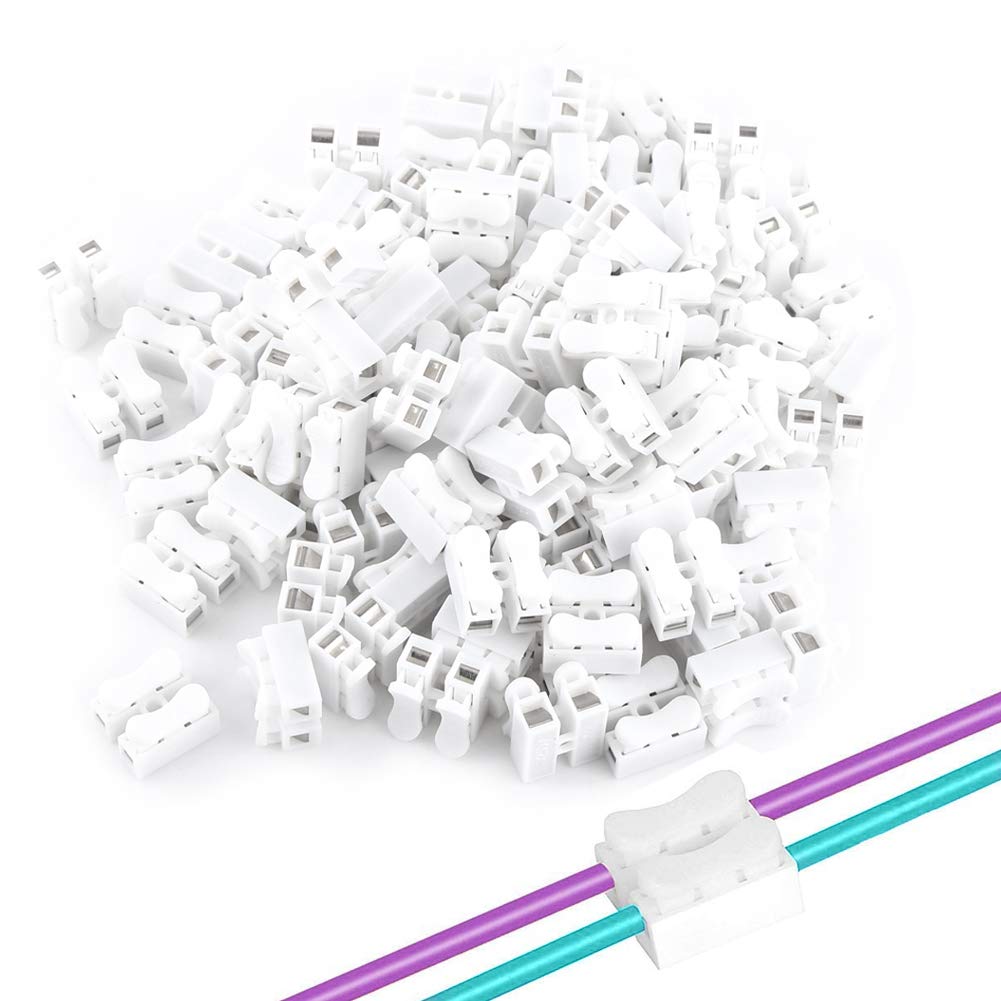 ANGGREK Spring Wire Connectors 100pcs CH2 Cable Connectors Electrical Cable Clamp for LED, Power and Automot Wiring Connection