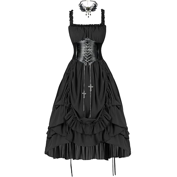 Amazon.com: Teyujosem Women's Steampunk Dress Renaissnace Victorian High  Low Ruffled Dress Halloween Costume(LYQ0015BUS,L) : Clothing, Shoes &  Jewelry