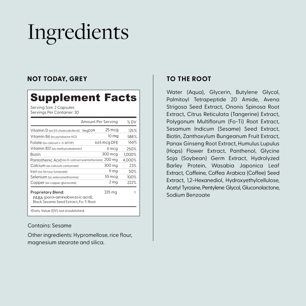 Arey The System Daily Hair Serum and Supplement Treatment for Women & Men | Slows Grey Hair Growth in 3-6 Months | Promote Thicker, Fuller Regrowth | Biotin, B + D Vitamins (1 Month Supply)