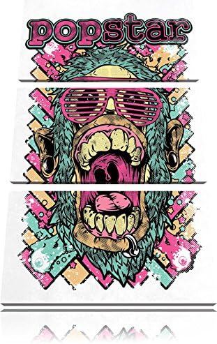 Pop star white 3-piece canvas 120x80 image on canvas, huge XXL Pictures completely framed with stretcher, Art print on wall picture with frame, cheaper as a painting or an oil painting, not a poster!
