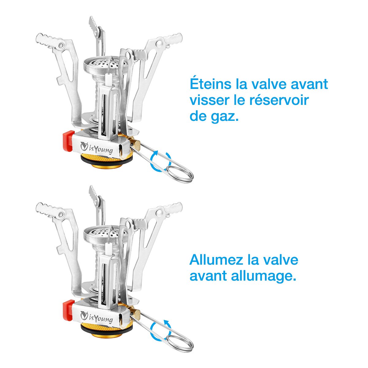 isYoung 2 Lots 8cm*5cm Mini Réchauds, Super Léger & Petit & Puissant, Piable et Portable pour Camping et Voyage.