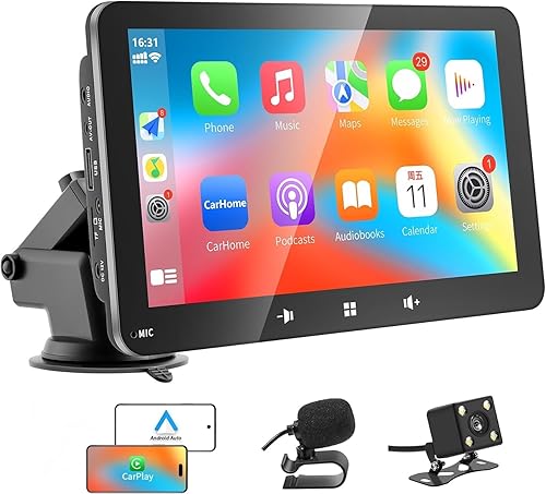 Manual Pdf Free Download AKOFIC 9 Inch Carplay Screen, Wireless Car Stereo Compatible Apple Carplay & Android Auto, Portable Touchscreen Car Video Player, Car Audio Receivers With GPS Navigation, Mirror Link, Bluetooth
