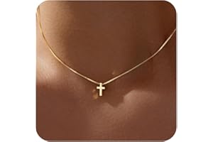 POXTEX Cross Necklace for Women Girls, Dainty 14K Gold Silver Plated Cross Choker Pendant Jewelry Non Tarnish Waterproof Trendy Cute Simple Small Necklace Easter Christian Baptism Religious Faith Jewelry Gifts