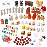 Atecy 100 Pcs Miniature Garden Ornaments Kit, DIY Fairy Garden Dollhouse Decor