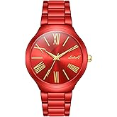 Letoff Women's Watch with Colorful Roman Numerals, Interchangeable Metal Strap (No Tools Needed), Water Resistant 100ft