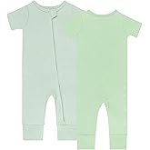 GUISBY Footless Short Sleeve Baby Pajamas with Zipper Cotton Infant Sleepwear
