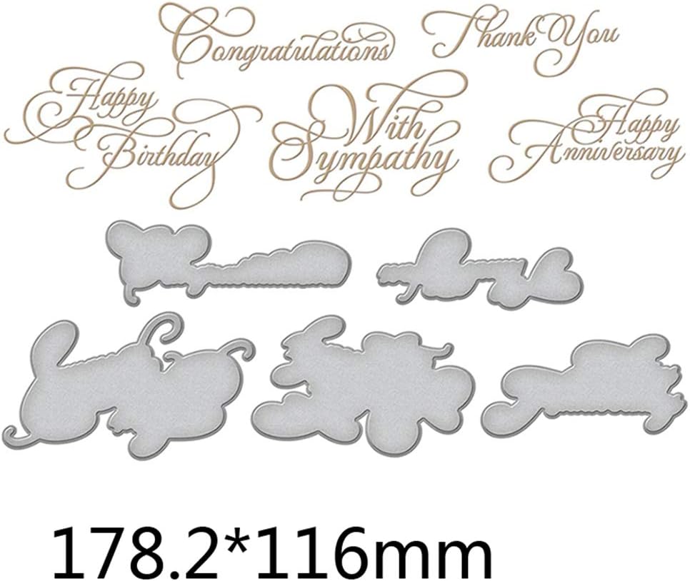 Yiuswoy Cutting Dies Congratulations Thank You Happy Birthday Happy Anniversary with Cympathy Metal Embossing Stencil DIY Scrapbooking Greetings - A72