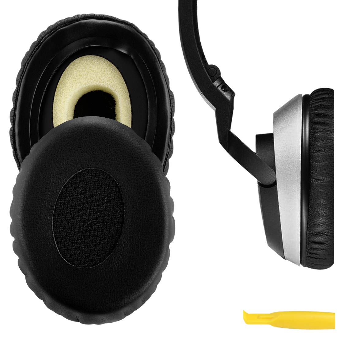 Geekria QuickFit Replacement Ear Pads for Bose On-Ear OE2, OE2i, SoundTrue On-Ear, SoundLink On-Ear Headphones Ear Cushions, Repair Parts (Black)