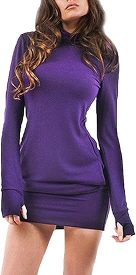 purple long sleeve bodycon dress
