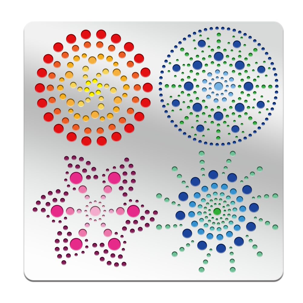BEUNITONE Metal Stencil Mandala Stencils for Dot Painting Reusable Stencils Painting Templates with Dotting Tools for Fabric Furniture Stones DIY Crafts Windows Decor and Scrapbooking Projects