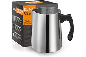 BBAXI Candle Making Pouring Pot, 1500 ML/50 OZ Candle Pouring Pitcher, 304 Stainless Steel Candle Making Pitcher with Heat-Resistant Handle and Dripless Pouring Spout Design