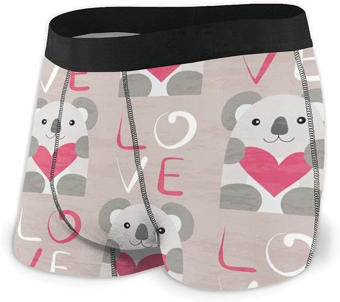 Personalized Underwear Koala with Heart and Love Boxer Briefs for Men