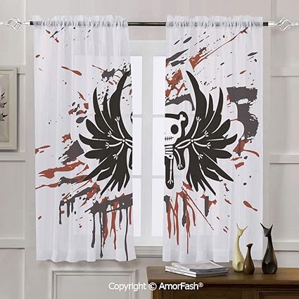 Amazon Com Halloween White Sheer Curtains Window Voile