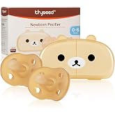 Thyseed Classic Newborn Pacifiers 100% Silicone Pacifers for Babies 0-6 Months, One-Piece Desigan, Orthodontic Pacifier, BPA-Free, 2 Pack