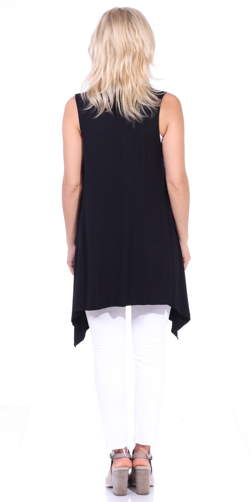 Popana Women's Sleeveless Long Duster Cardigan – Lightweight Open Front Vest, Made In USA - View #3