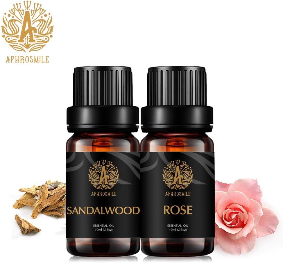 Aromatherapy Rose Essential Oils Sandalwood Set, 100% Pure Sandalwood Scented Oils Rose Set