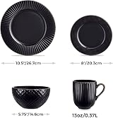 Tower Empire 16 Piece Dinnerware Set Stoneware Black and Brass view 6