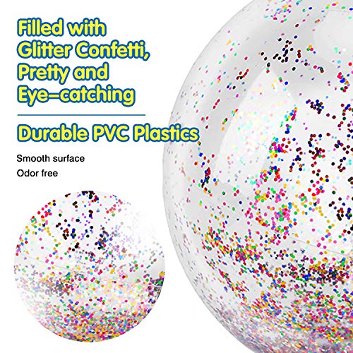MoKo Inflatable Beach Balls, (3 Pack) Glitter Pool Ball Floatable