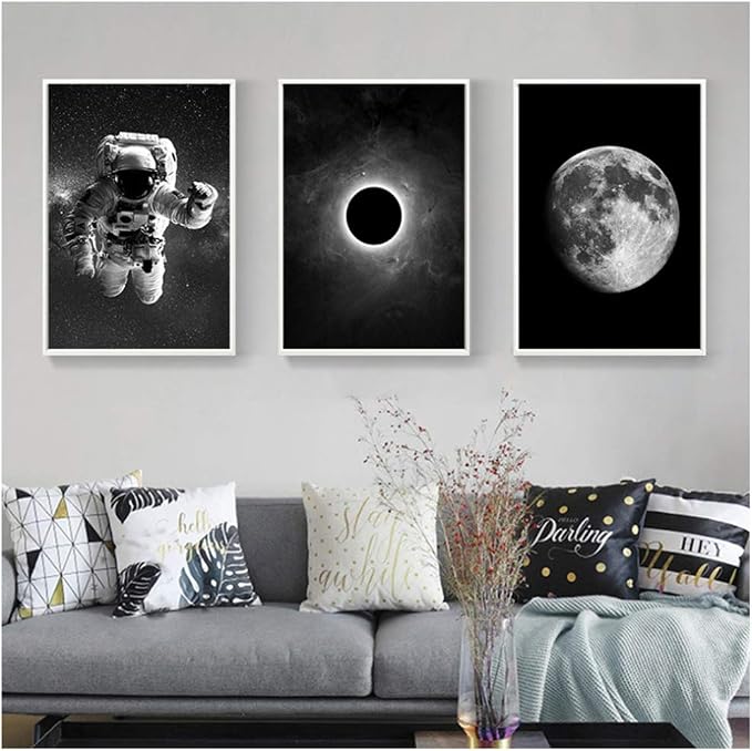 black and white space painting