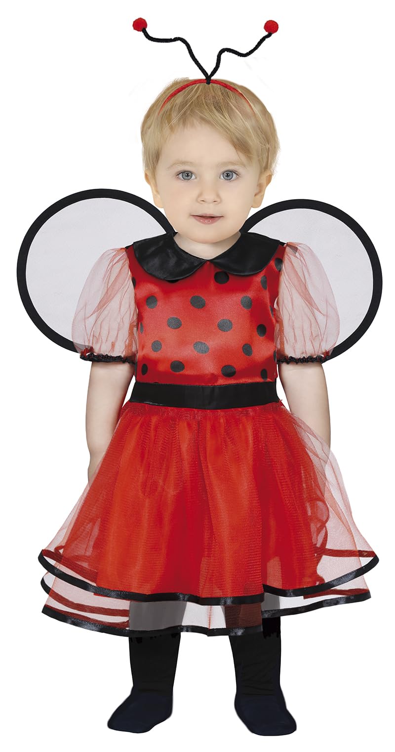 FIESTAS GUIRCA Little Lady Bird Baby Fancy Dress Costume - Red Lady Bug Dress incl. Wings & Headband - Girls Fancy Dress Age 12-18 Months