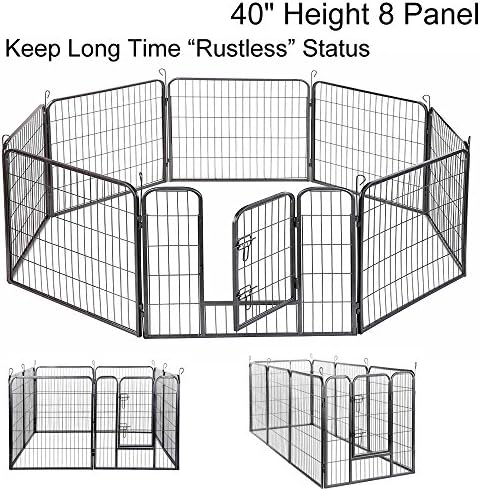 Yoshioe 40" Rustless 8 Panel Dog Playpen Heavy Duty Metal Exercise Fence Hammigrid 31" W 40" H Silver Circumference 242"
