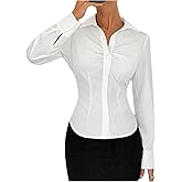 SweatyRocks Women's Button Down Shirts Slim Fit Long Sleeve Work Dress Shirt Blouses
