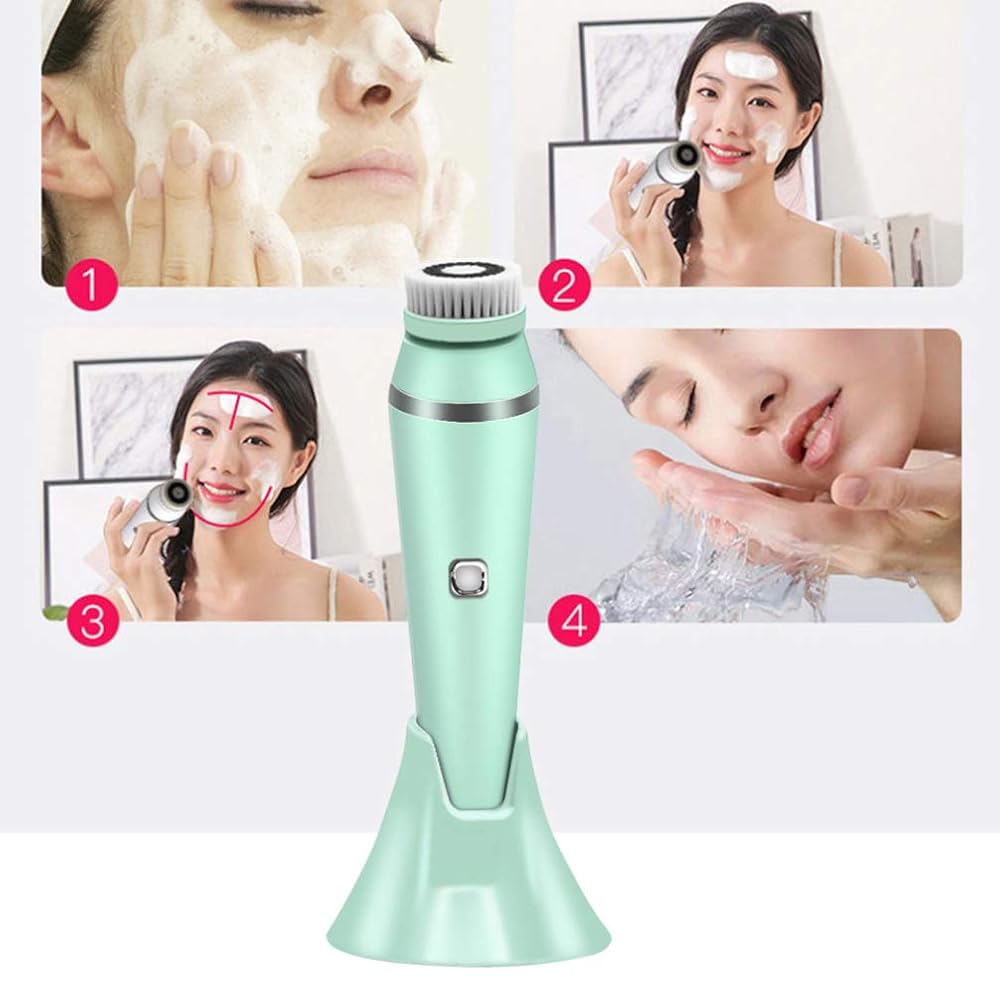 Facial Cleansing Brush, with 4 Face Cleansing Brush Heads, 360