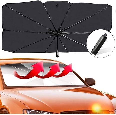 Amazon Co Jp サンシェード車用 年最新 フロントパラソル 傘型 フロントガラス 遮光 断熱シート 車中泊 傘型 ガラスカバー 四季対応 吸盤不使用 簡単着脱 Size Small ホーム キッチン
