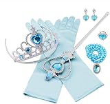 Vicloon Elsa Dress Up Accessories Set 9 Blue Crown Wand Gloves Necklace Earring view 2