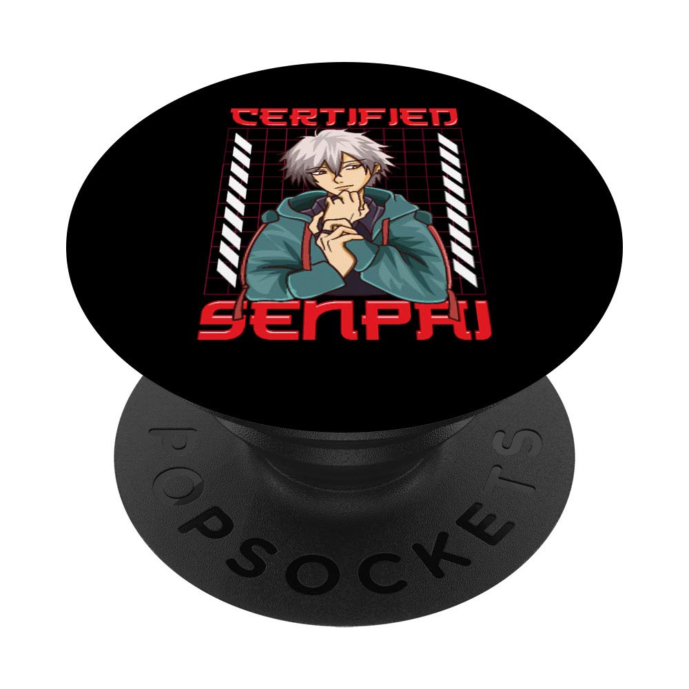 Anime Certified Senpai Aesthetic Japanese Kawaii PopSockets PopGrip: Swappable Grip for Phones & Tablets