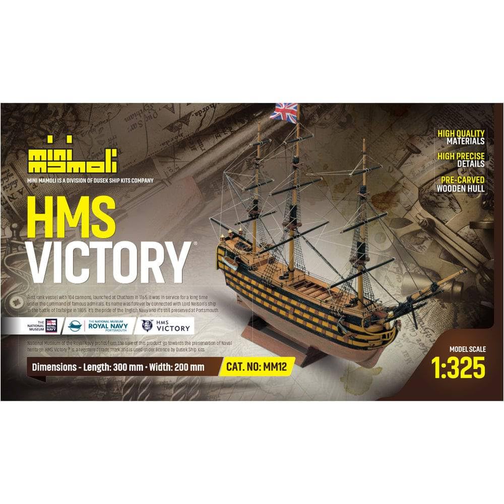 Mamoli MINI Victory Scale: 1/325 WOODEN SHIP MODEL KIT,PRE-BUILT HULL Length: 300 mm, Height:200mm MM12