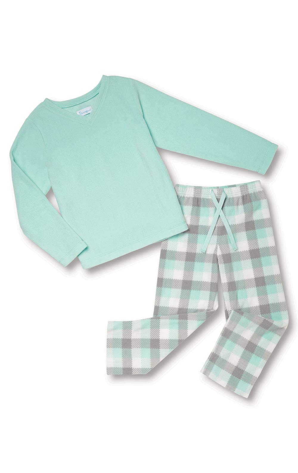 PajamaGram Girls Plaid Pajamas - Girl Pajamas, Aqua, 6 Image