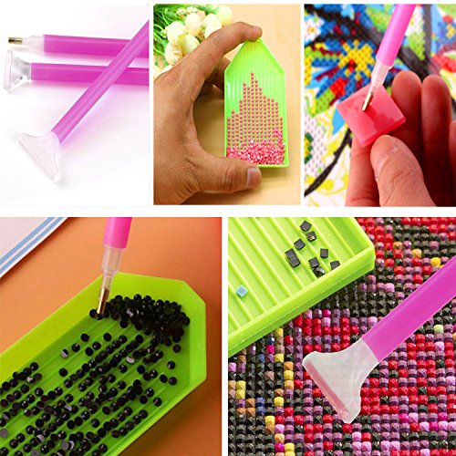 35 Pieces Diamond Painting Tools Quick Point Pen Kits, YARKOR DIY Diamond Painting Pen/Tweezers/Glue/Plastic Tray Set Sewing Accessories - Thumbnail 4