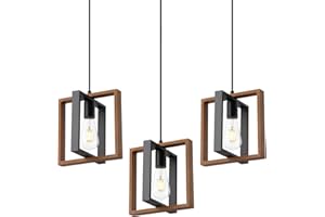 9MMML Wood Pendant Light Kitchen Island Set of 3, Farmhouse Hanging Lamp with 62'' Height Adjustable Cord, Small Ceiling Pendant Light Fixture for Dining Room, Entryway, Foyer