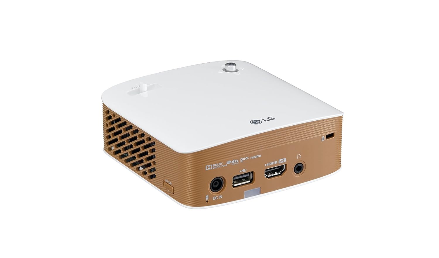 LG PH150G - Proyector Minibeam Portátil con batería incorporada (HD 1280x720, LED, contraste 100,000:1, 130 lúmenes) - Blanco [VERSION UK]