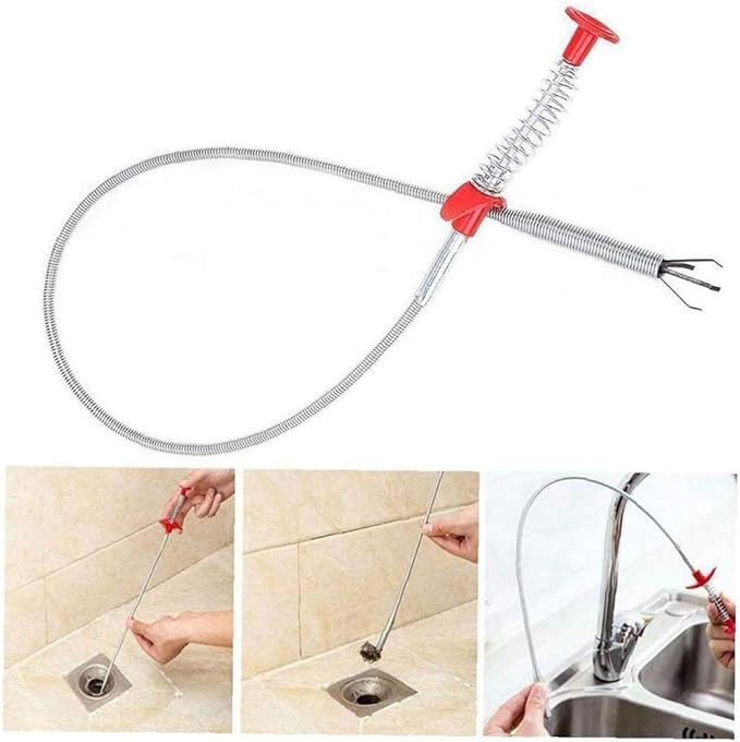 60 cm flexible drain blockage sink cleaning hook, spring pipe dredging