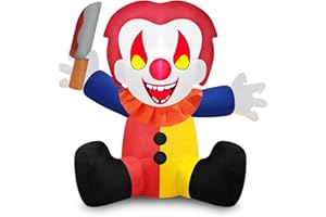 MICOCAH 3.5FT Halloween Inflatables Clown Broke Out from Window with Knife Wearable Inflatable Halloween Decor Outdoor Build-in LEDs Halloween Blow Up Decorations Yard Indoor Party Lawn Garden Roof