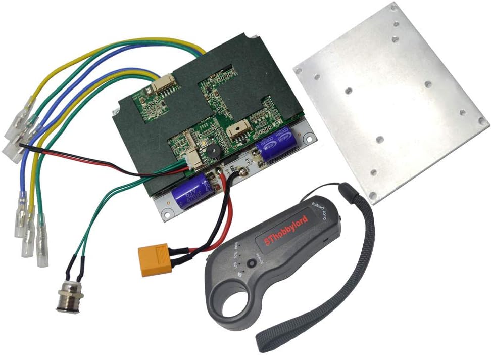 SThobbylord 24V/36V Single/Dual Motor Drive Electric Speed Controller ESC for Hub Motor & Wireless 2.4G Remote Control Transmitter & Aluminum Heat Sink for Electric Skateboard