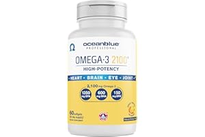 Oceanblue Professional Omega-3 2100-120 Count - High-Potency Triple Strength Burpless Fish Oil with EPA, DHA & DPA - Wild Caught - Orange Flavor, 60 Servings