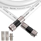 RELIAGINT 50ft White RG6 Coaxial Cable with F Connector, F81 Female Extension Adapter, Low Loss High-Speed Coax Cable Cord Ex