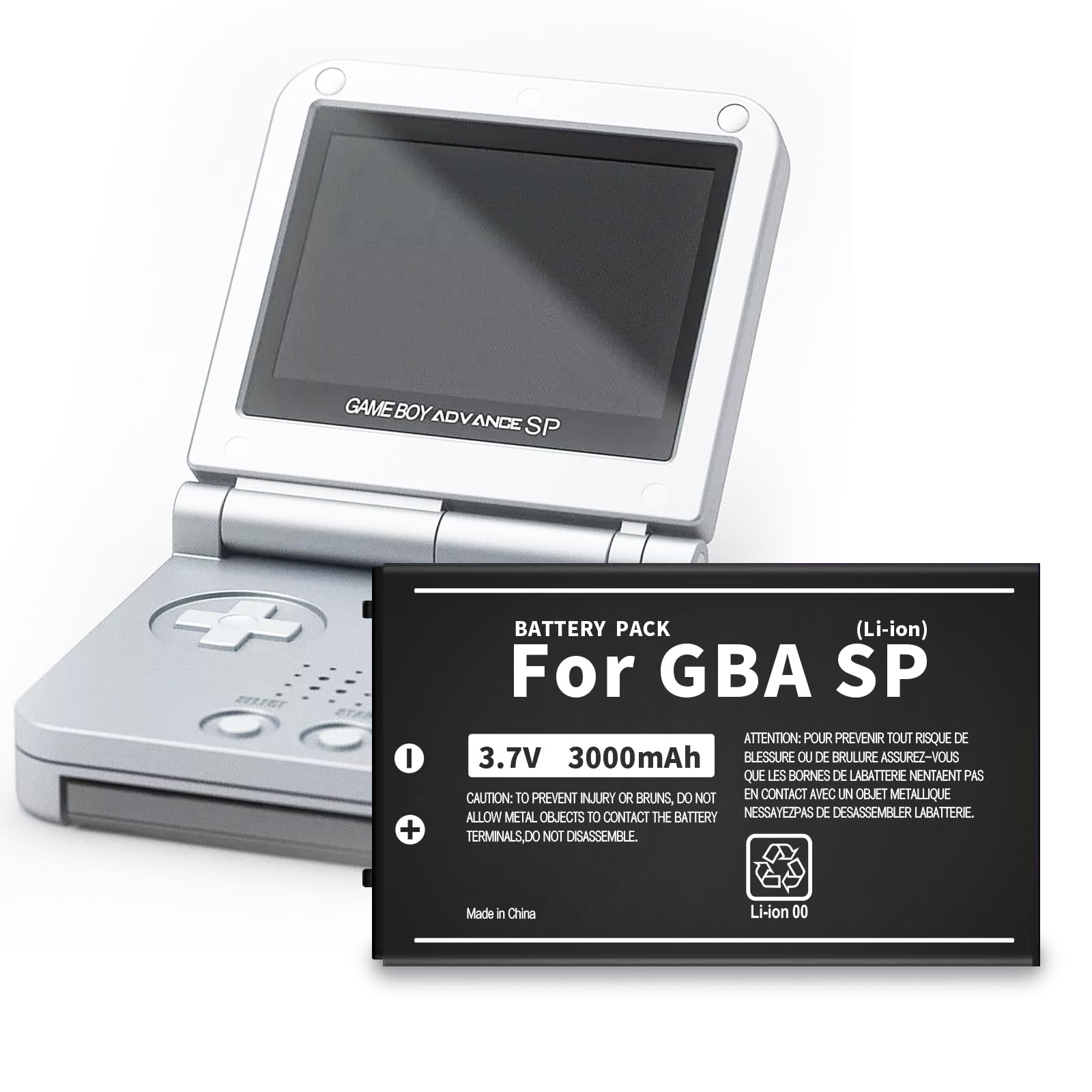 Soseieiu Gameboy Advance SP Replacement Battery, (2026 Upgrade) 3000mAh Li-ion Battery for Nintendo GBA SP AGS-001 AGS-003 SAM-003