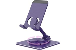 SOJUNER Rotating Aluminum Cell Phone Stand for Desk, Tablet Stand Compatible with 4-9.7in Phones and iPad, mini Purple